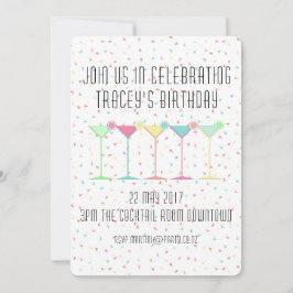 Citrus Martini Cocktail Party Confetti Black White Kaart