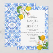 Citrus Mediterraan blauw Tegels Lemon Italië Huwel Kaart (Voorkant / Achterkant)