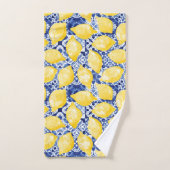 Citrus Mediterraan Blauw Wit Tegel Bad Handdoek (Handdoek)