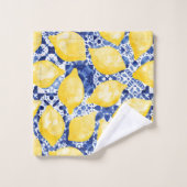 Citrus Mediterraan Blauw Wit Tegel Bad Handdoek (Wasdoekje)