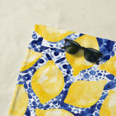 Citrus Mediterraan Blauw Wit Tegel Strandlaken (In situ)