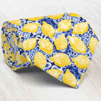 Citrus Mediterraan Blauw Witte Tegel Patroon