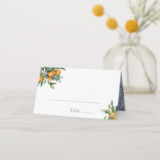 Citrus Mediterranean tegels Wedding Place card Plaatskaartje (Voorkant)