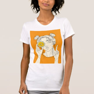 Citrus Meisje Lijn Kunst Grafische T-Shirt