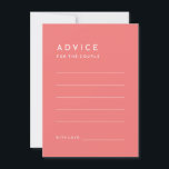 Citrus minimalistisch roze bruiloft advies Kaart<br><div class="desc">Introductie van onze Citrus Minimalist Pink Wedding Advice Kaart Design, waar eenvoud samengaat met verfijning in een palet van heldere citrustinten. Met effen achtergronden in roze, sinaasappel, geel of groen, en strakke typografische lettertypen, straalt dit thema hedendaagse elegantie uit met een vleugje retro charme. Ontworpen als aanvulling op ons Citrus...</div>