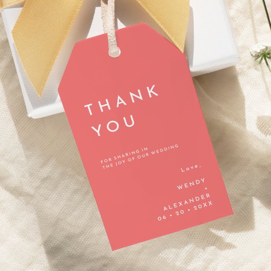 Citrus minimalistisch roze bruiloft dank u cadeaulabel