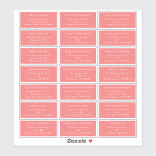 Citrus minimalistisch roze bruiloft gastadres sticker