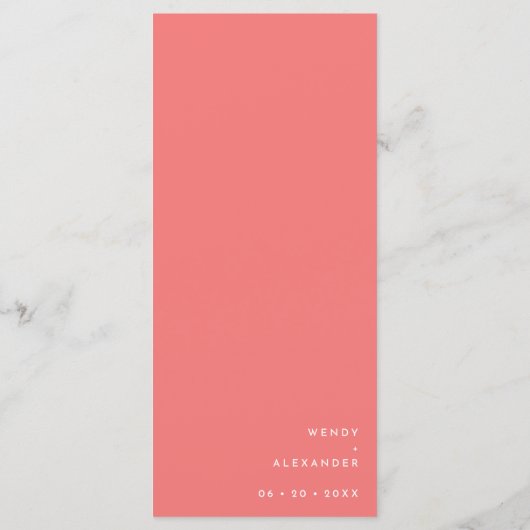 Citrus minimalistisch roze bruiloft plat menu (Achterkant)