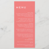 Citrus minimalistisch roze bruiloft plat menu (Voorkant)