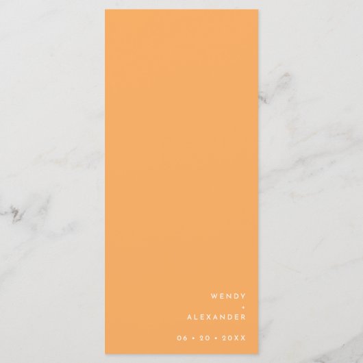 Citrus minimalistisch Sinaasappel bruiloft plat Menu (Achterkant)