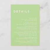 Citrus minimalistische eenvoudige groene bruiloft  informatiekaartje (Voorkant)