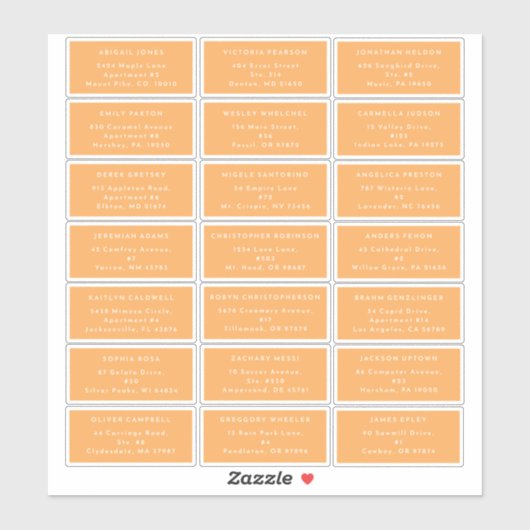 Citrus minimalistische Oranje bruiloft gastadres Sticker (Vel)