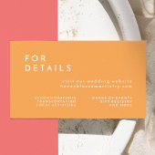 Citrus minimalistische Oranje bruiloft website Informatiekaartje