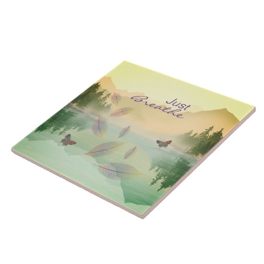 Citrus Mountain Lake Reflection enkel Breathe Tegeltje (Zijkant)