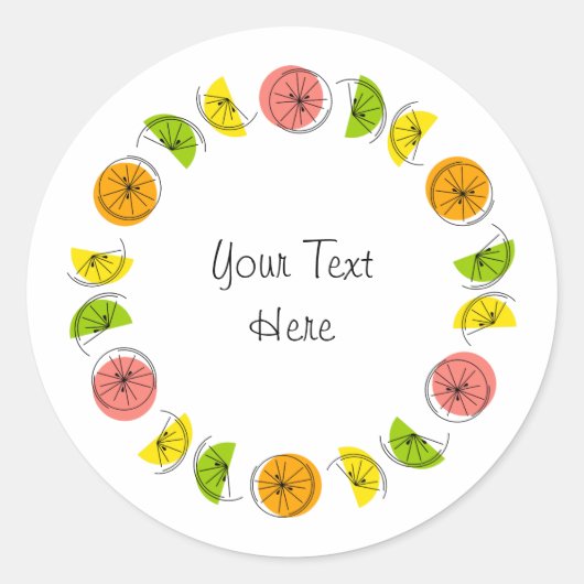Citrus Multi Circle Tekst sticker rond (Voorkant)