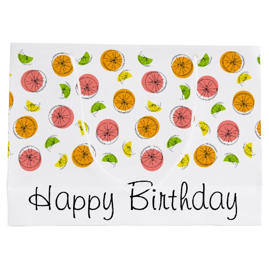 Citrus Multi Happy Birthday-cadeautas, groot Groot Cadeauzakje (Achterkant)