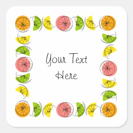 Citrus Multi Vierkante Tekst sticker vierkant (Voorkant)