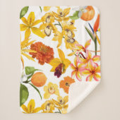 Citrus naadloos patroon met fruittak, bloemen sherpa deken (Voorkant)