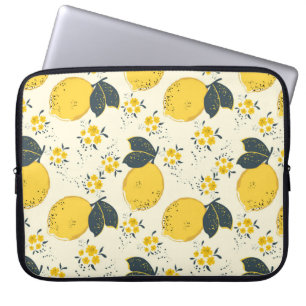 Citrus naadloos patroon met kleurrijke gele citroe laptop sleeve
