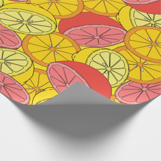 Citrus naadloos, veel sinaasappels, citroenen, gri cadeaupapier (Hoek)