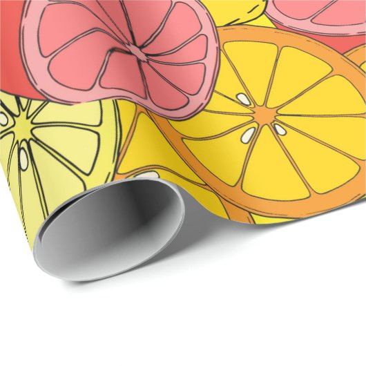 Citrus naadloos, veel sinaasappels, citroenen, gri cadeaupapier (Rol Hoek)