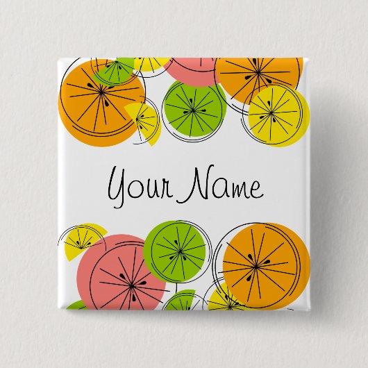Citrus Name-toets, vierkant Vierkante Button 5,1 Cm (Voorkant)