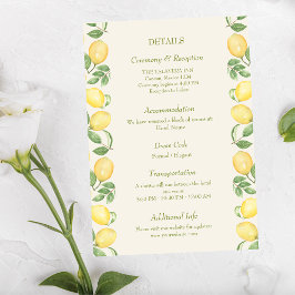 Citrus Olijf Mediterraan Botanisch Bruiloft Informatiekaartje