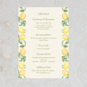 Citrus Olive Mediterranean Botanical Wedding Informatiekaartje