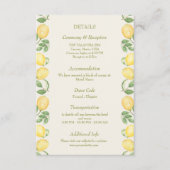 Citrus Olive Mediterranean Botanical Wedding Informatiekaartje (Voorkant)