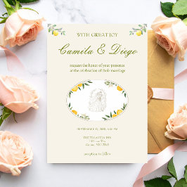 Citrus Olive Mediterranean Botanical Wedding Kaart