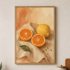 Citrus op Linnen Aquarel Cottagecore Kunstposter Poster