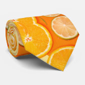 Citrus Orange Slice Vibrant Summer Fruit Stropdas (Opgerold)