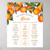 Citrus Oranje 1st Birthday Milestone Poster (Voorkant)