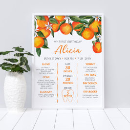 Citrus Oranje 1st Birthday Milestone Poster