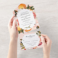 Citrus Oranje Aquarel Groene Huwelijk
