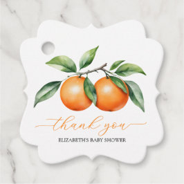 citrus-Oranje Baby shower Bedankjes Labels