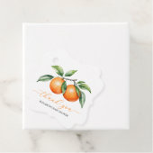 citrus-Oranje Baby shower Bedankjes Labels (In situ)