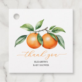 citrus-Oranje Baby shower Bedankjes Labels