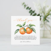 citrus-Oranje Baby shower Bedankkaart (Staand voorkant)