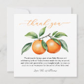 citrus-Oranje Baby shower Bedankkaart (Voorkant)