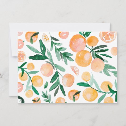 Citrus Oranje Baby shower Dank u Bedankkaart (Achterkant)