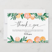 Citrus Oranje Baby shower Dank u Bedankkaart (Voorkant)