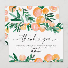 Citrus Oranje Baby shower Dank u Bedankkaart