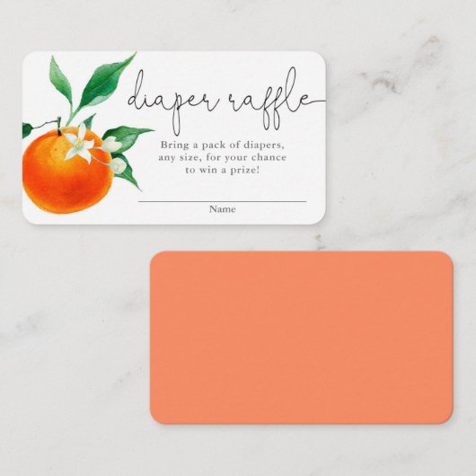 Citrus oranje baby shower diaper-rolkaart informatiekaartje (Voorkant / Achterkant)