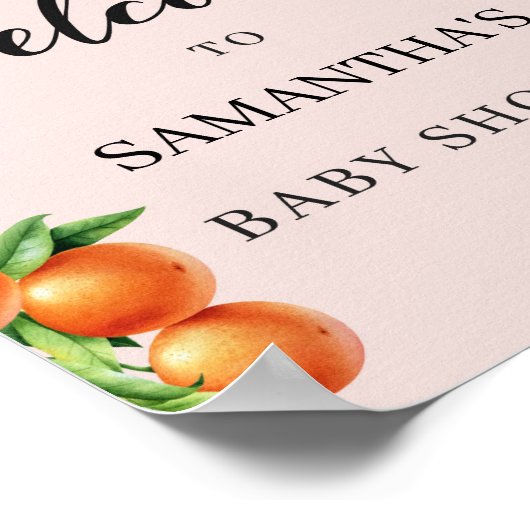 Citrus oranje baby shower, welkomstteken 8x10 poster (Hoek)