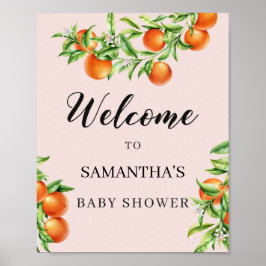 Citrus oranje baby shower, welkomstteken 8x10 poster