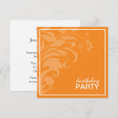 Citrus Oranje Birthday Party Kaart (Voorkant / Achterkant)