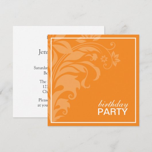 Citrus Oranje Birthday Party Kaart (Voorkant / Achterkant)