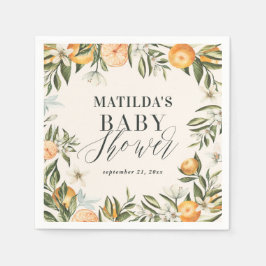Citrus, oranje + bloesem baby shower servet