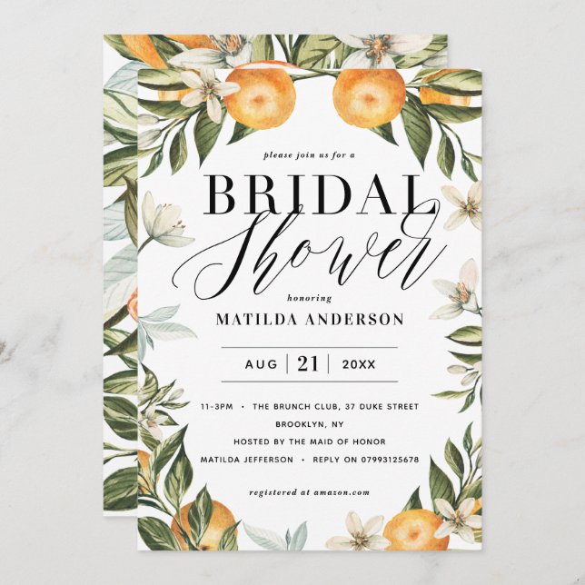 Citrus, oranje + bloesem vrijgezellenfeest (Voorkant / Achterkant)